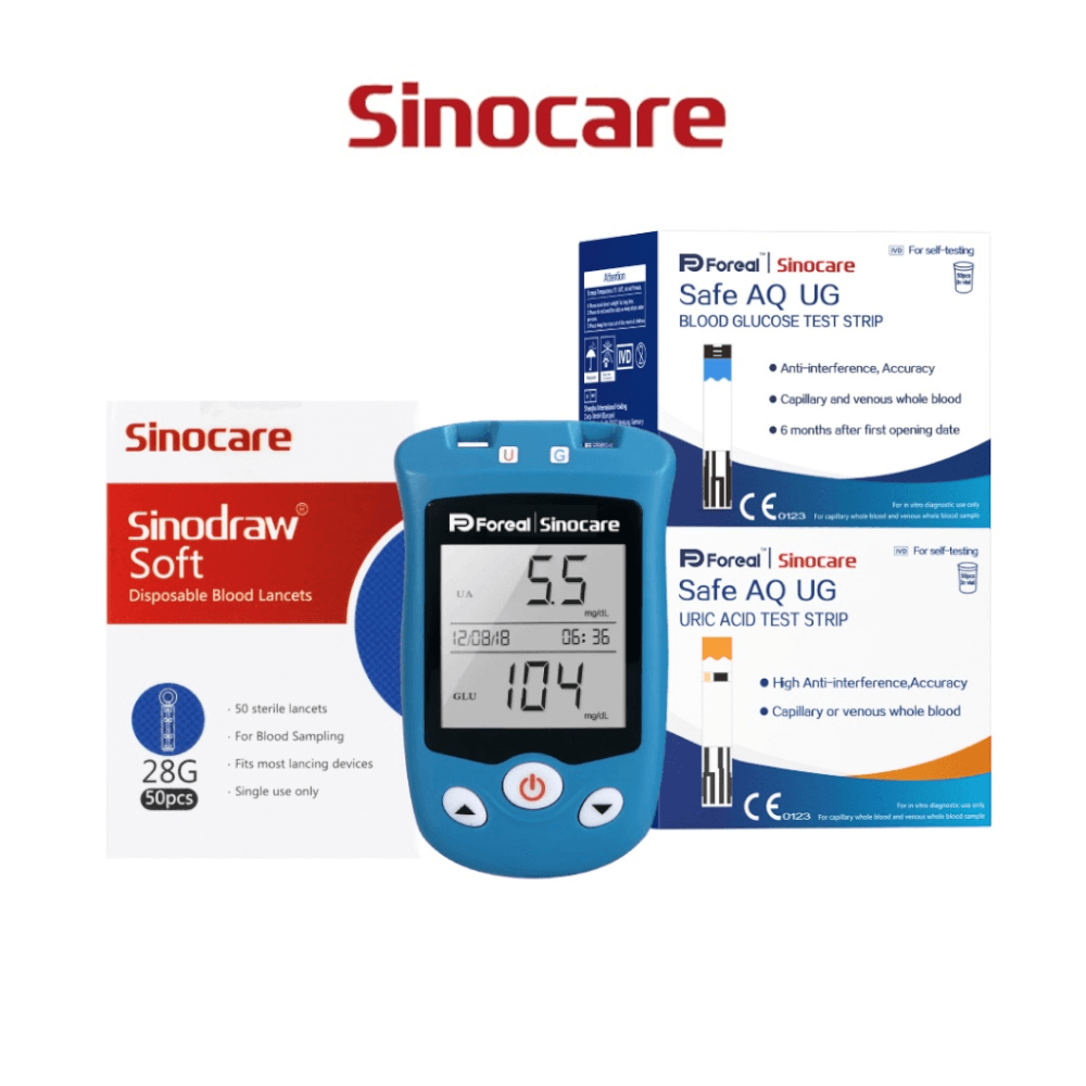 เครื่องวัดระดับน้ำตาลในเลือด และยูริก SINOCARE รุ่น SAFE AQ UG 0070071003019